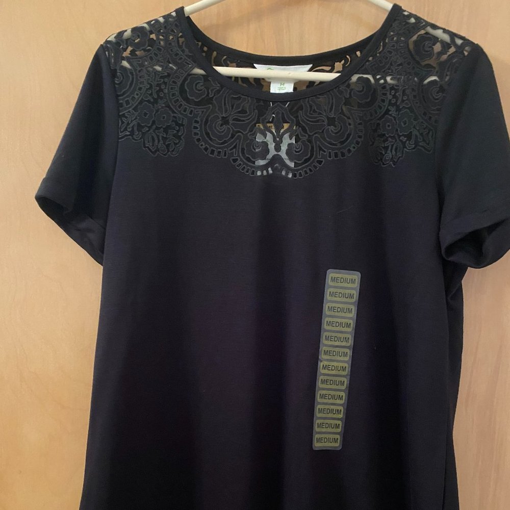 Wonder Limited Amara Burnout Tee Black - Size Small- NWT